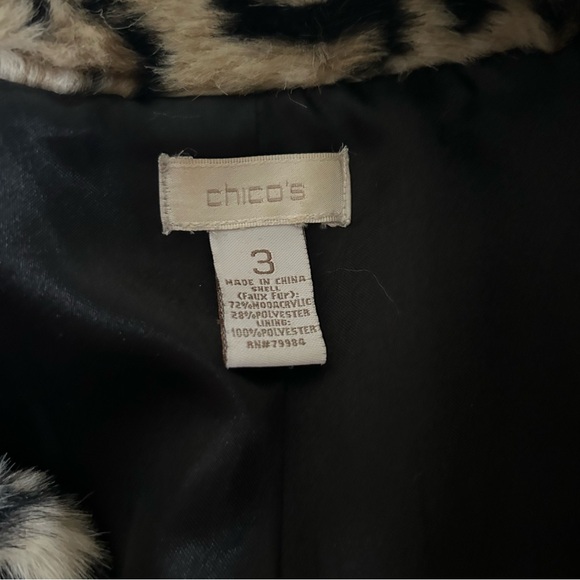 Retro 1940s Style Coat Snow Leopard Faux Fur M L Chicos Glam Pinup - Picture 7 of 7